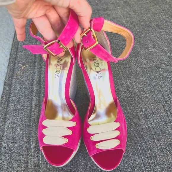 FUCHSIA SPADRILLES HEEL PLATAFORM SANDALS 👡 💟 - Picture 4 of 9